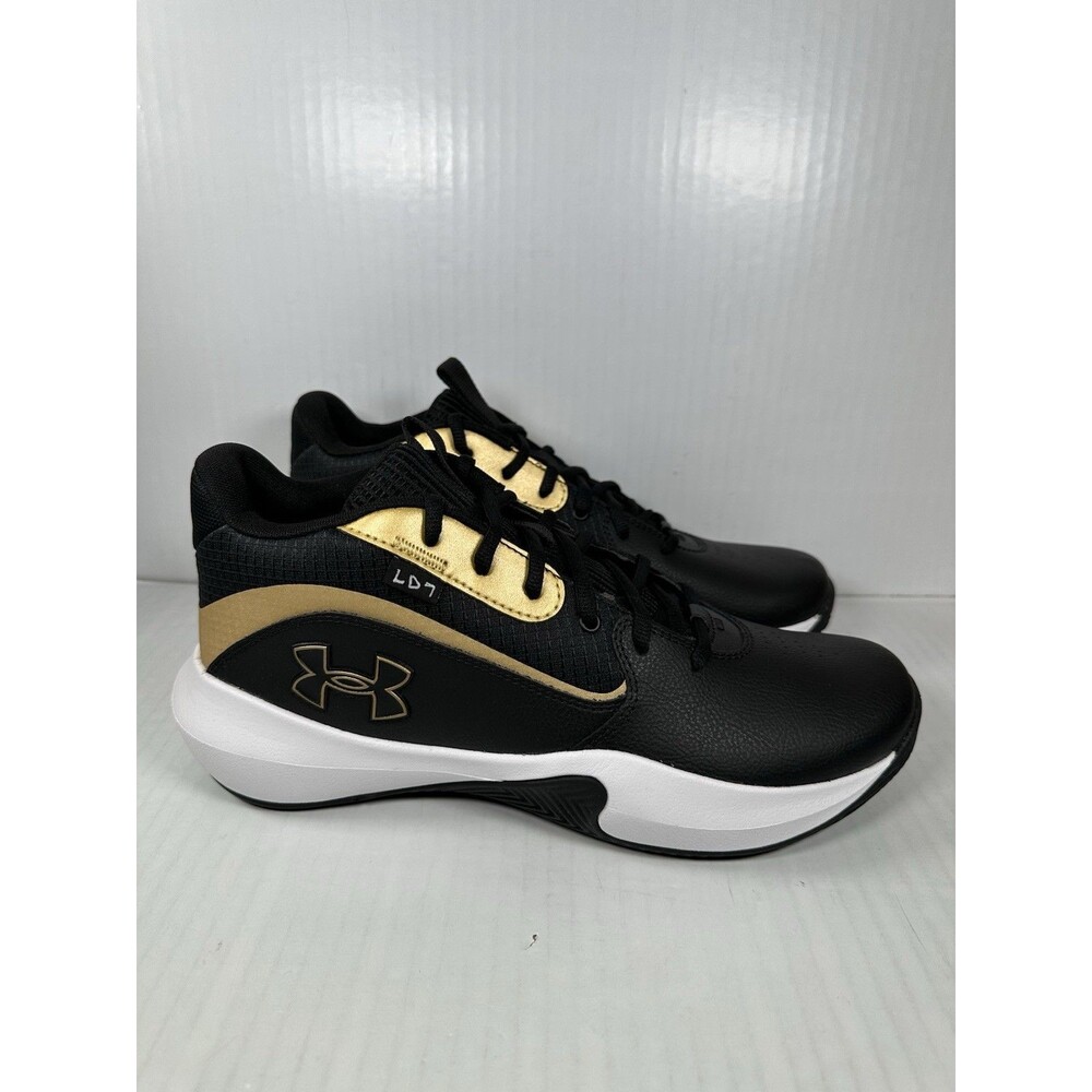 Size 9.5 Under Armour Lockdown 7 Mens Basketball Black Gold Shoe Sneaker NEW